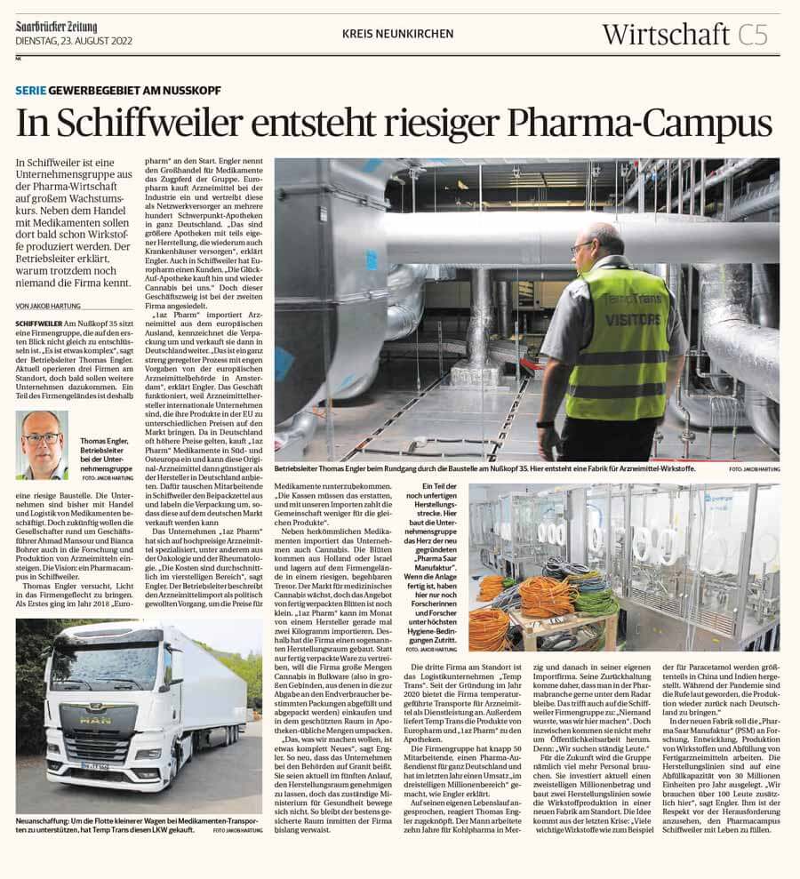 Zeitung Saarbrücken in Schiffweiler entsteht ein riesiger Pharma-Campus